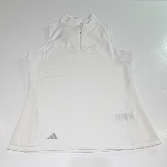 adidas Tops - adidas White Sleeveless Mock-Neck Athletic Tank